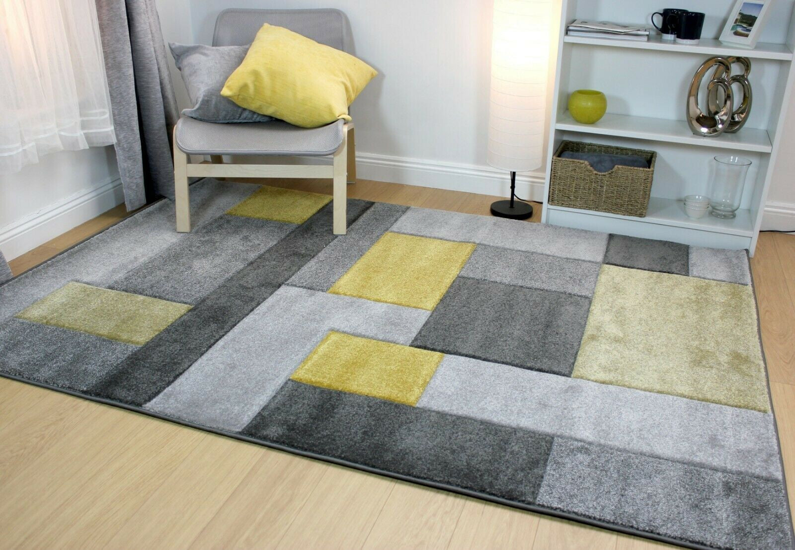 Grey & Green Tetris Thick Rug