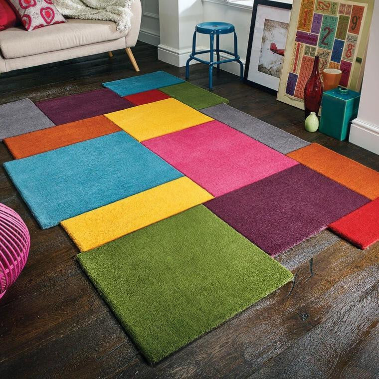 Multi Coloured Abstract Collage Rug