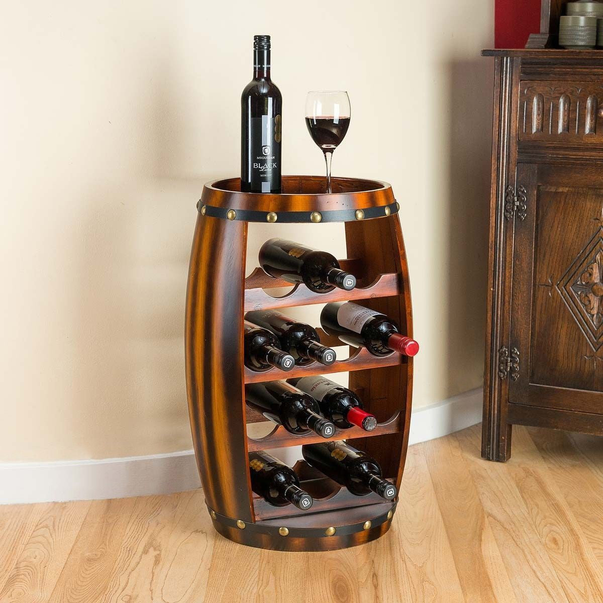 Oak Barrel Wine Cabinet