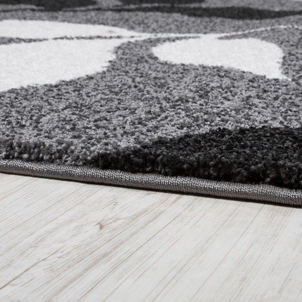 Grey And Black Floral Styled Rug