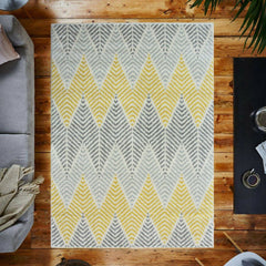 Yellow & Grey Herringbone Zag Rug