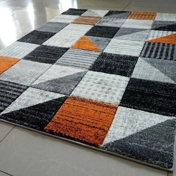 Orange & Silver Spotty Squared Rug