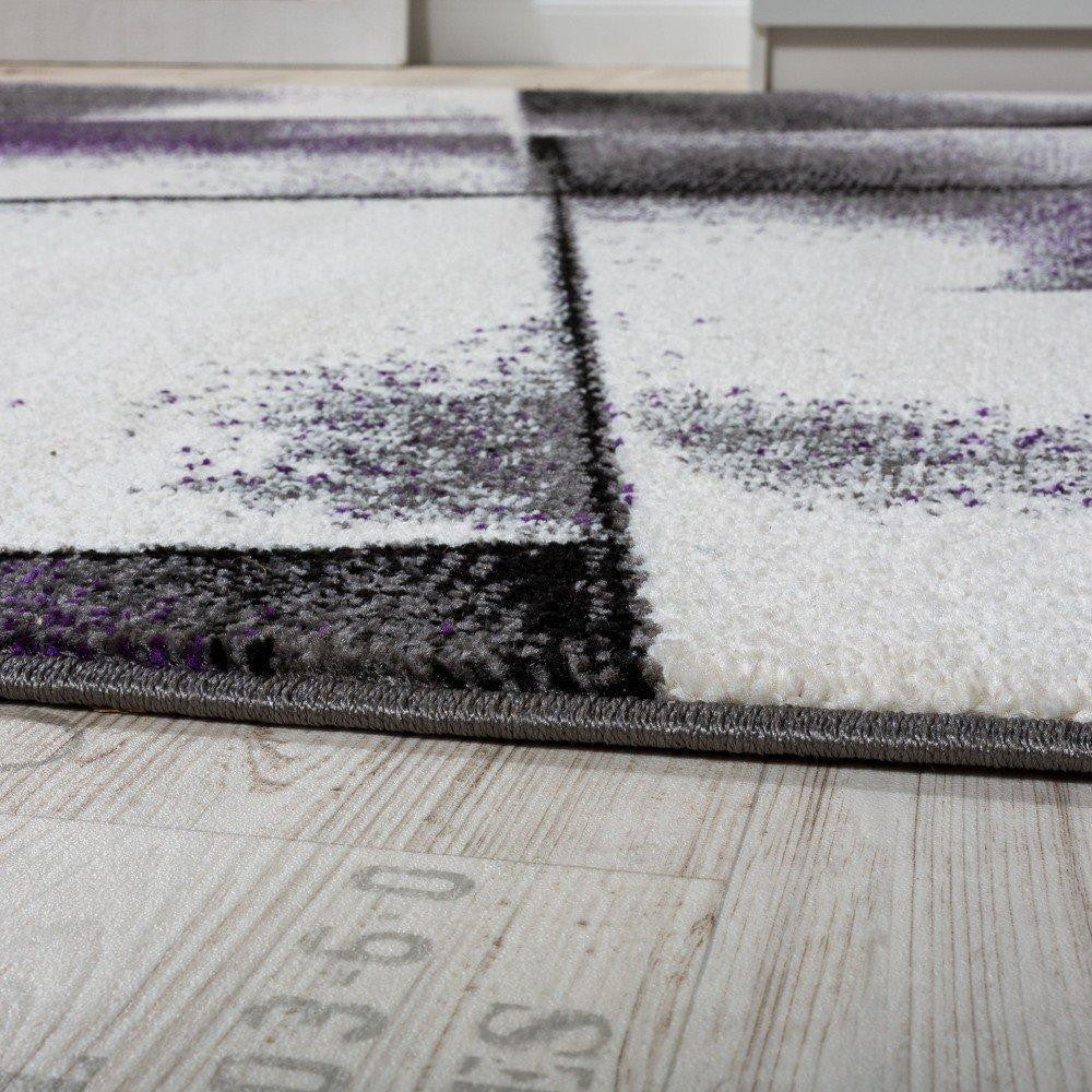 Mottled Lilac, Grey, Black & Cream Abstract Rug