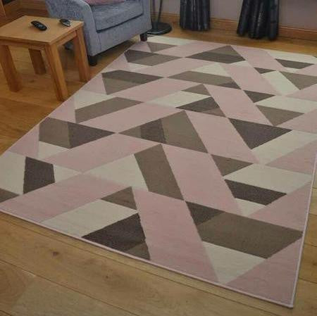 Pink & Brown Geometric Rug