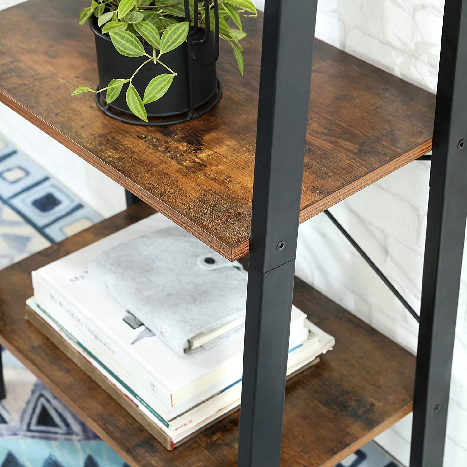 Rustic 4-Tier Ladder Shelves