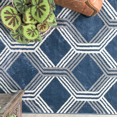 Navy Octa Runner Rug