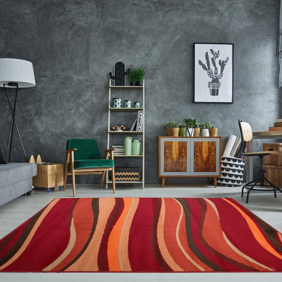 Red Swirling Stripe Rug