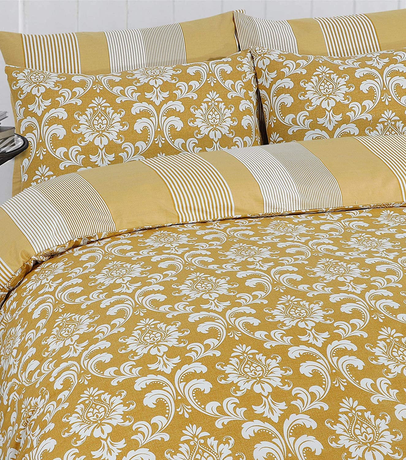 100% Cotton Yellow Tile Reversible Duvet Set