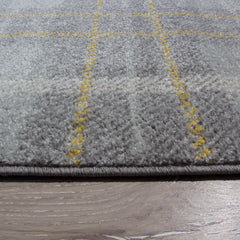 Grey & Yellow Check Rug