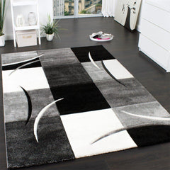 Black & White Contemporary Checked Rug