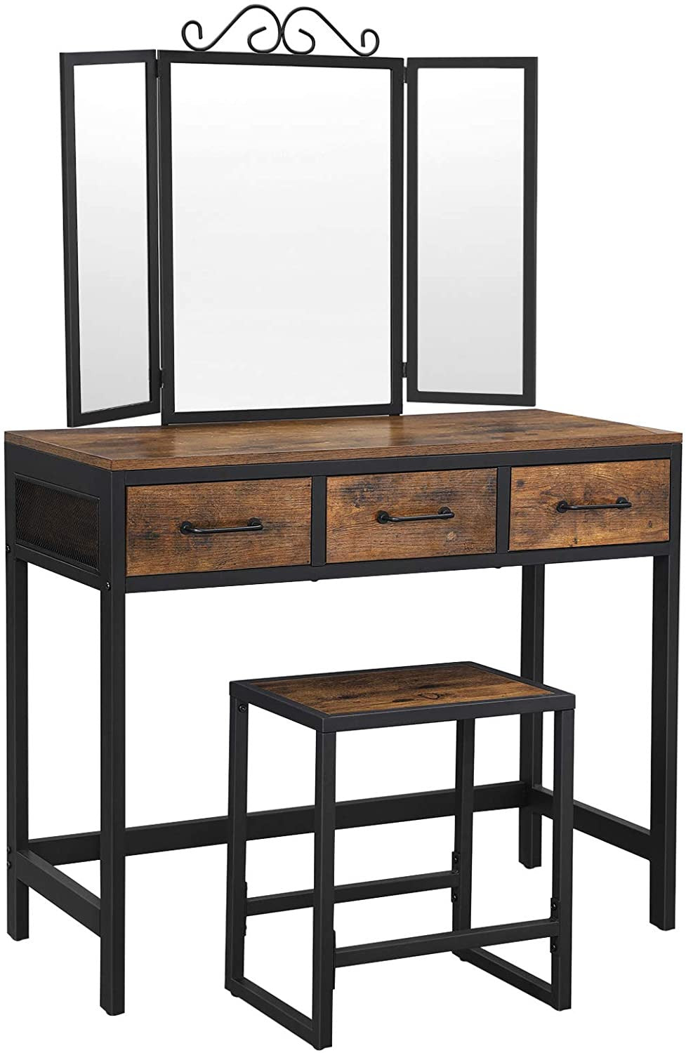 Rustic Vanity Table and Stool Set