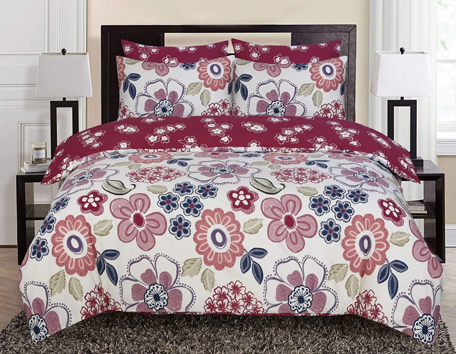 100% Cotton floral Reversible Duvet Set