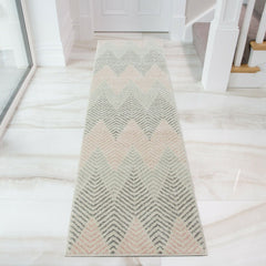 Pink & Grey Herringbone Zag Rug