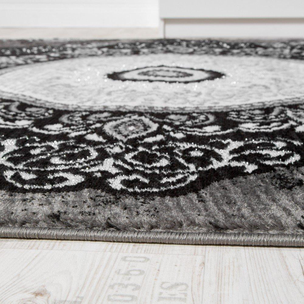 Charcoal Grey Mosaic Patterned Rug