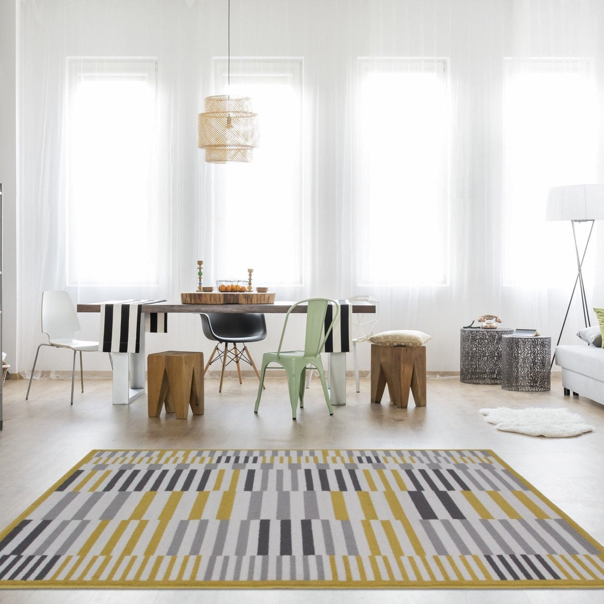 Contemporary Yellow & Black Brooklyn Rug