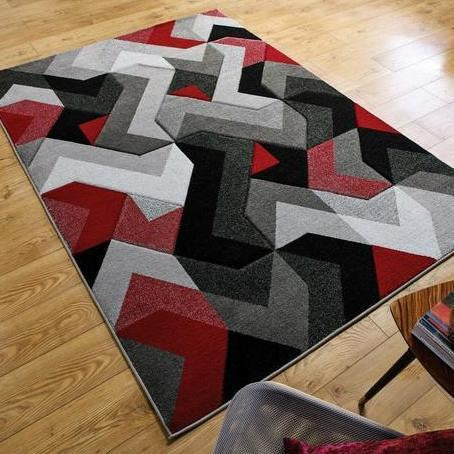 Grey & Red Arrow Thick Rug