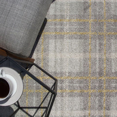 Grey & Yellow Check Rug