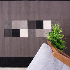 Black Contemporary Centre Squared Rug