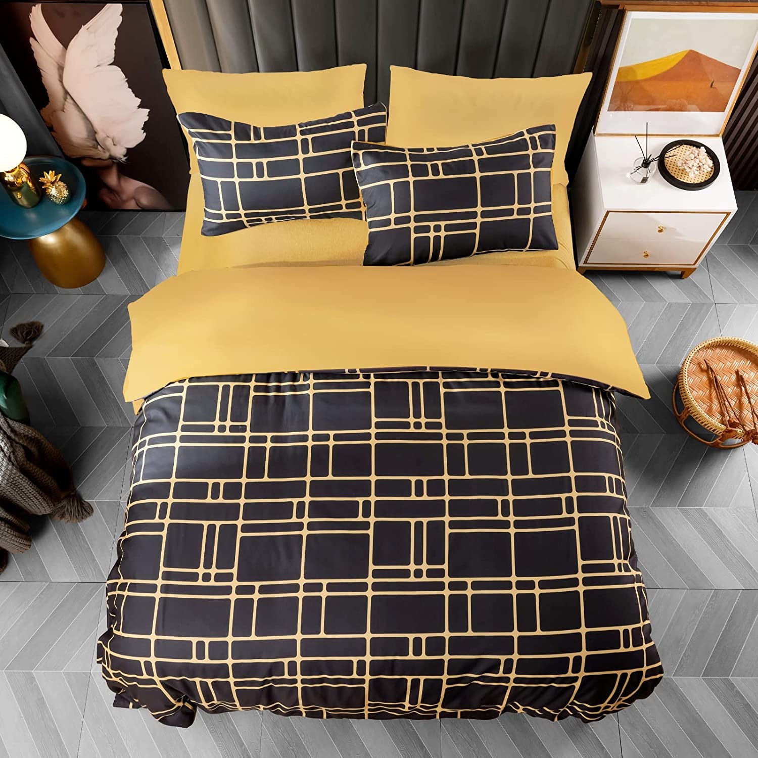 Reversible Geo Square Duvet Set