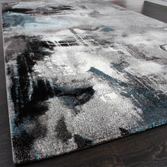 Modern Turquoise Abstract Rug