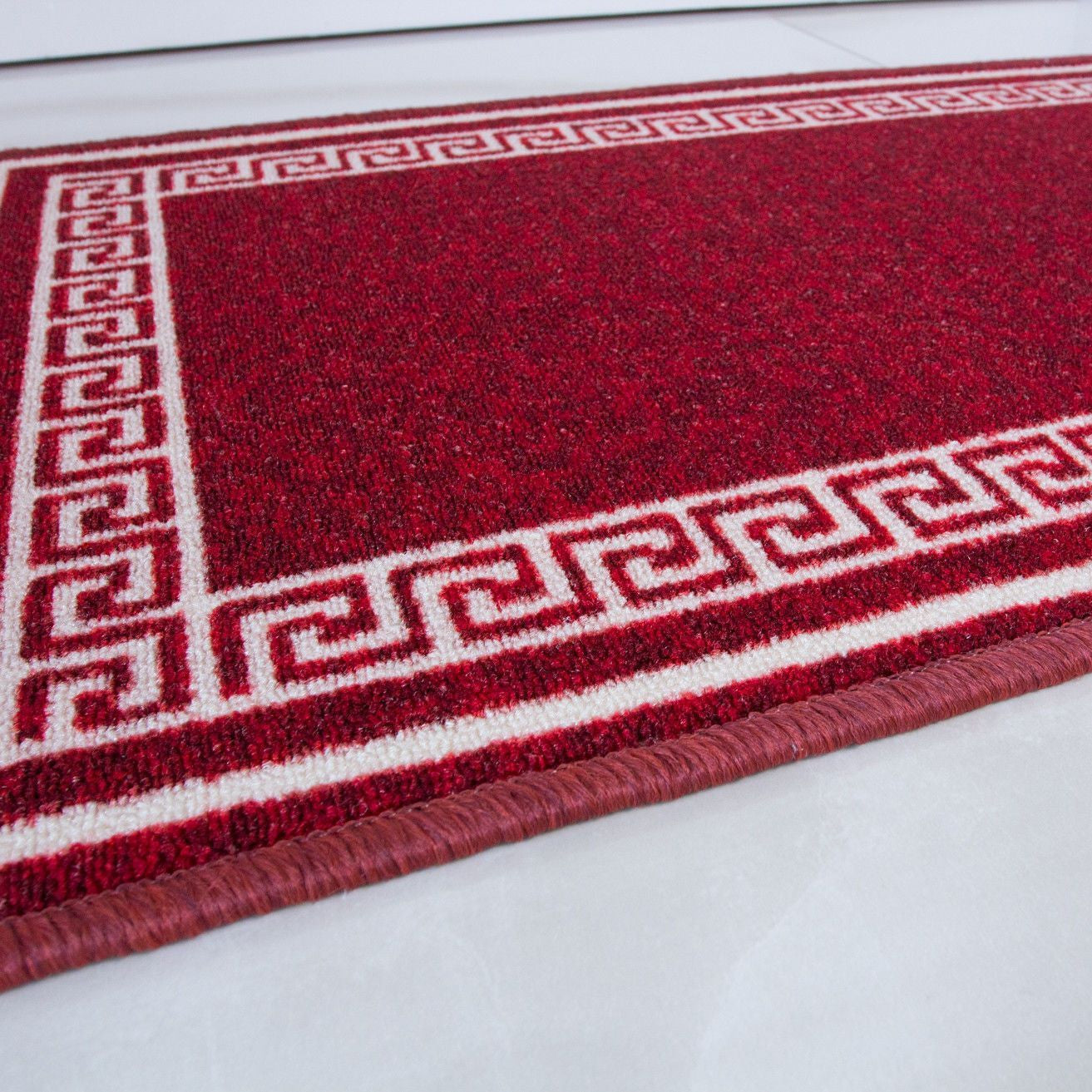 Red Greek Border Runner Rug