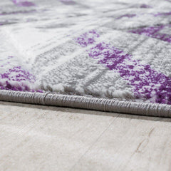 Grey & Lilac Zig Zag Patterned Rug