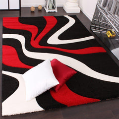 Black & Red Wavey Rug