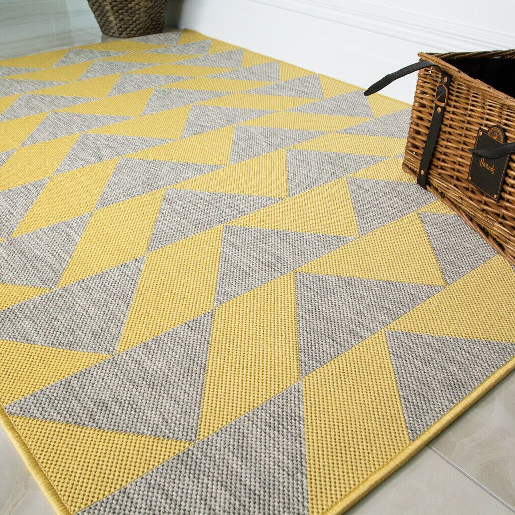 Yellow & Grey Diamond Geo Rug