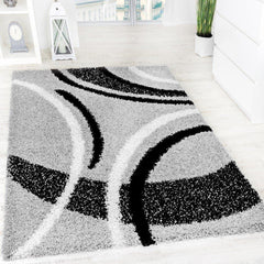 Grey Curving Shaggy Rug