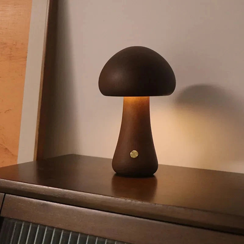 Wooden Mushroom Lamp