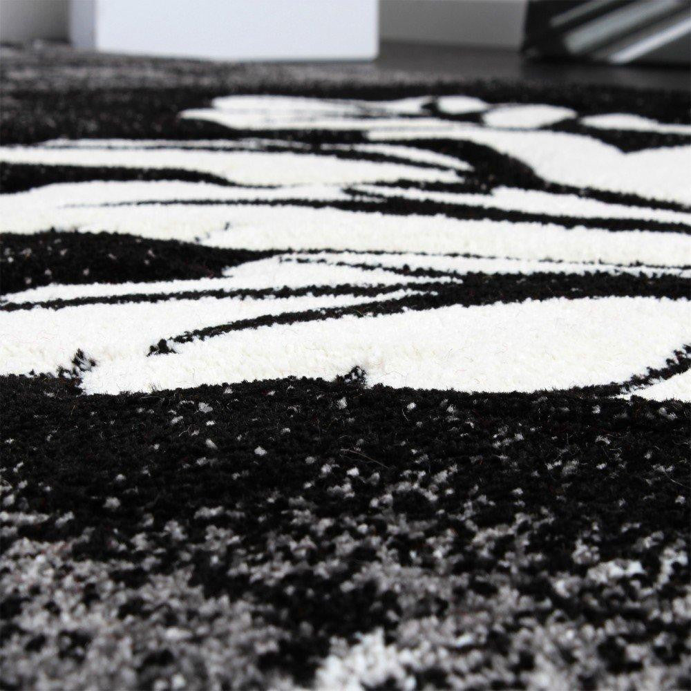 Black & White Floral Patterned Rug