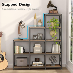 9 Cubed Industrial Stepped Bookcase