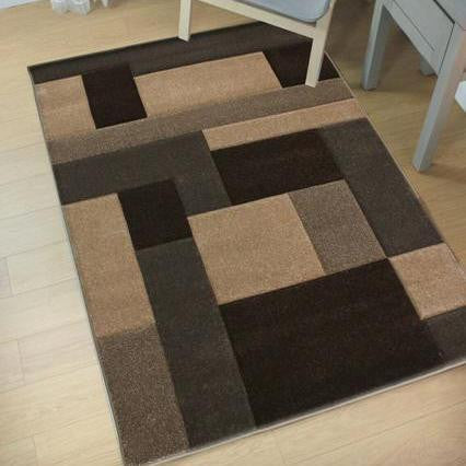 Beige & Brown Tetris Thick Rug