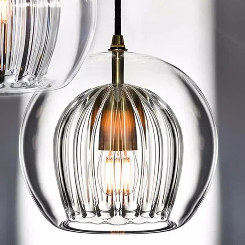 Nordic Ribbed Glass Pendant Light