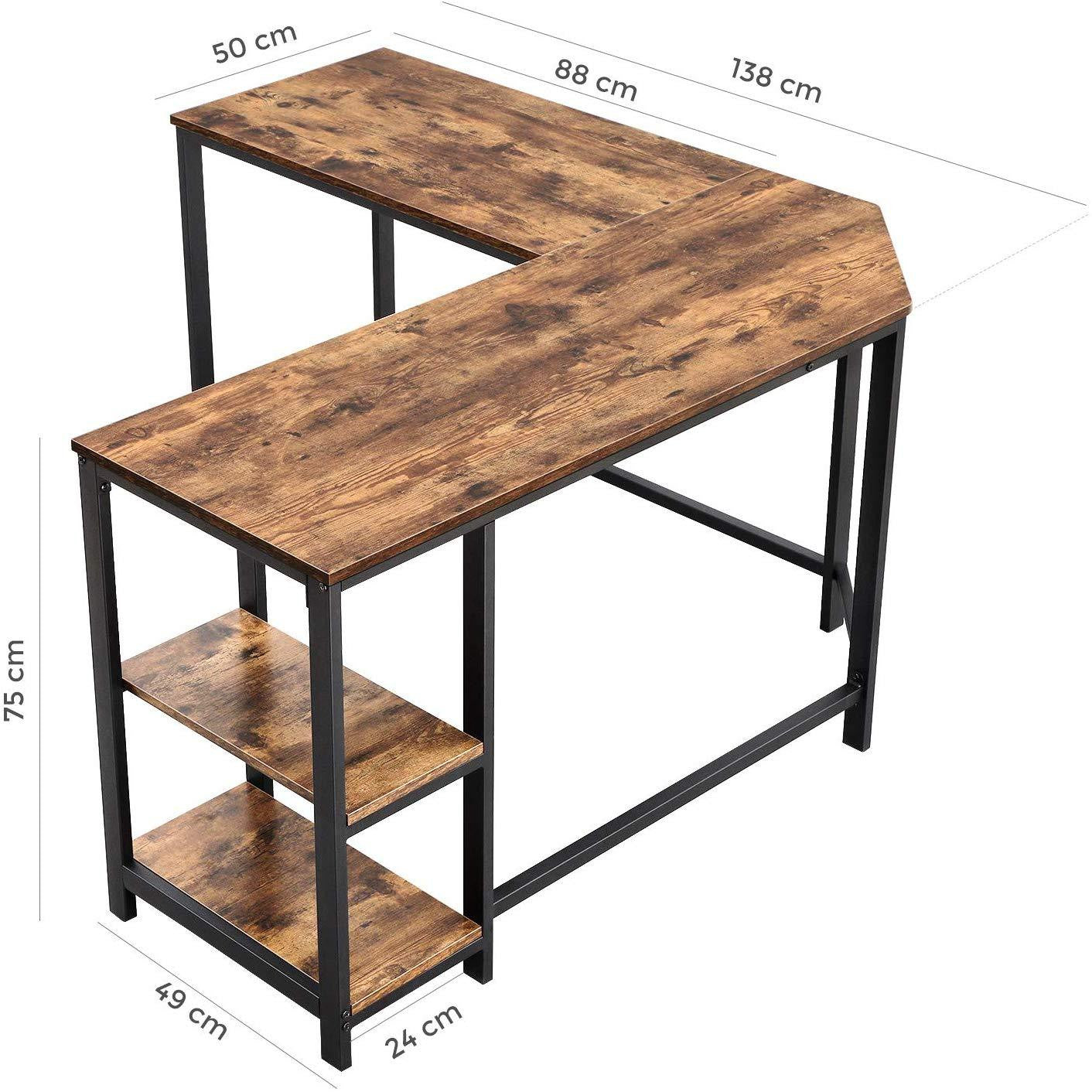 Rustic Brown Industrial L-Shaped Workstation