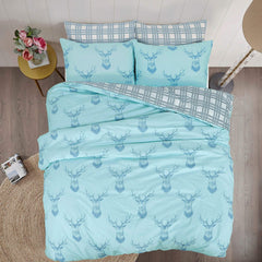 100% Cotton Blue Stag Reversible Duvet Set