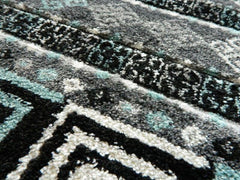 Dark Grey & Blue Greek Inspired Rug