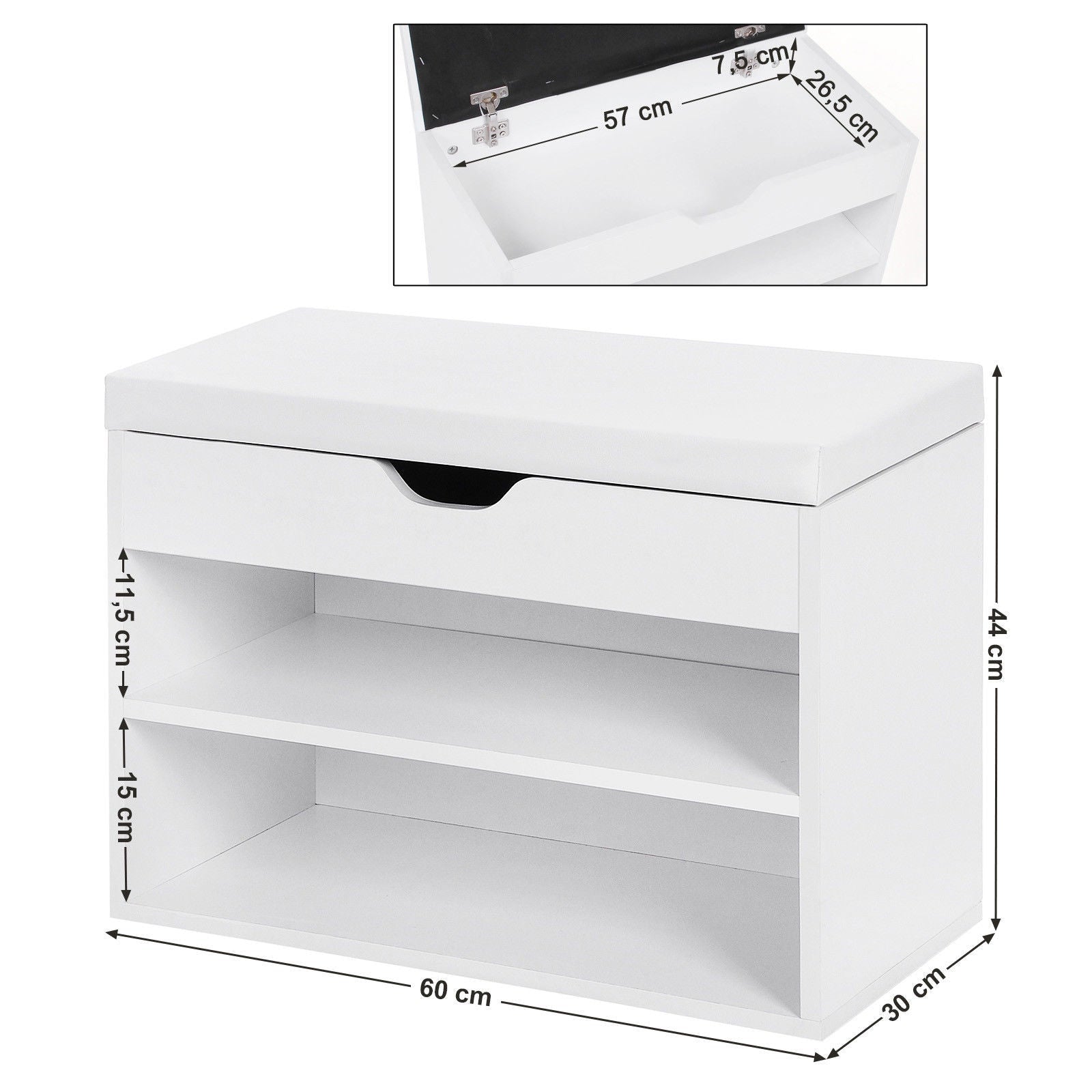 White Folding Shoe Storage Bench