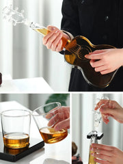 Glass Guitar Decanter & Glasses Set