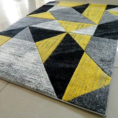 Large Yellow & Silver Triangular Rug