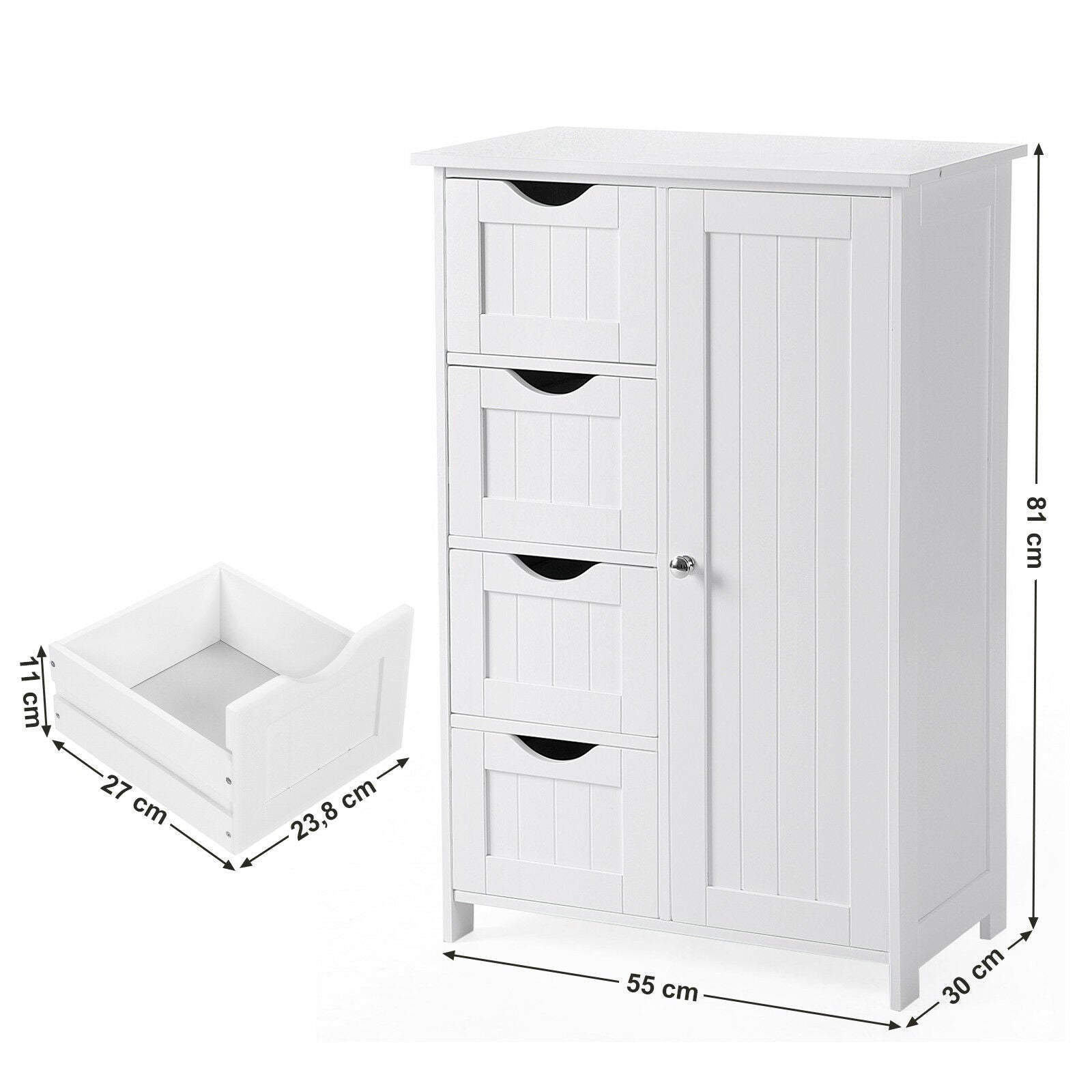 White 4 Drawer Bathroom Cabinet