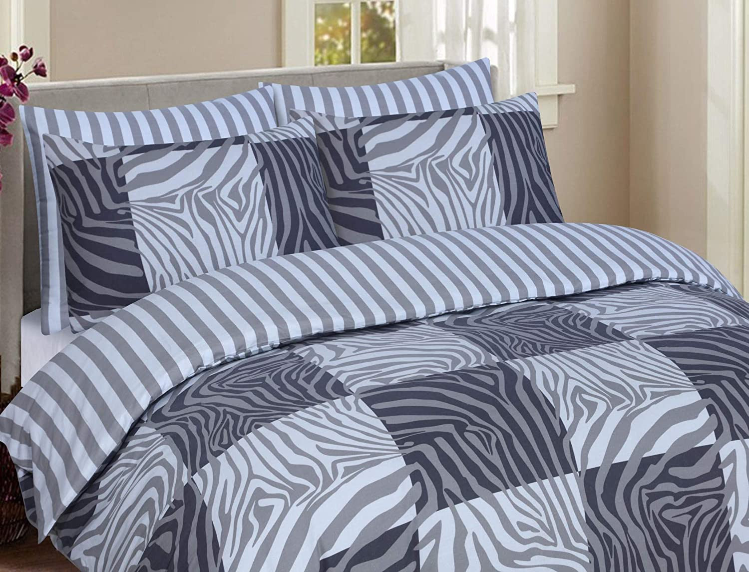 100% Cotton Zebra Block Duvet Set