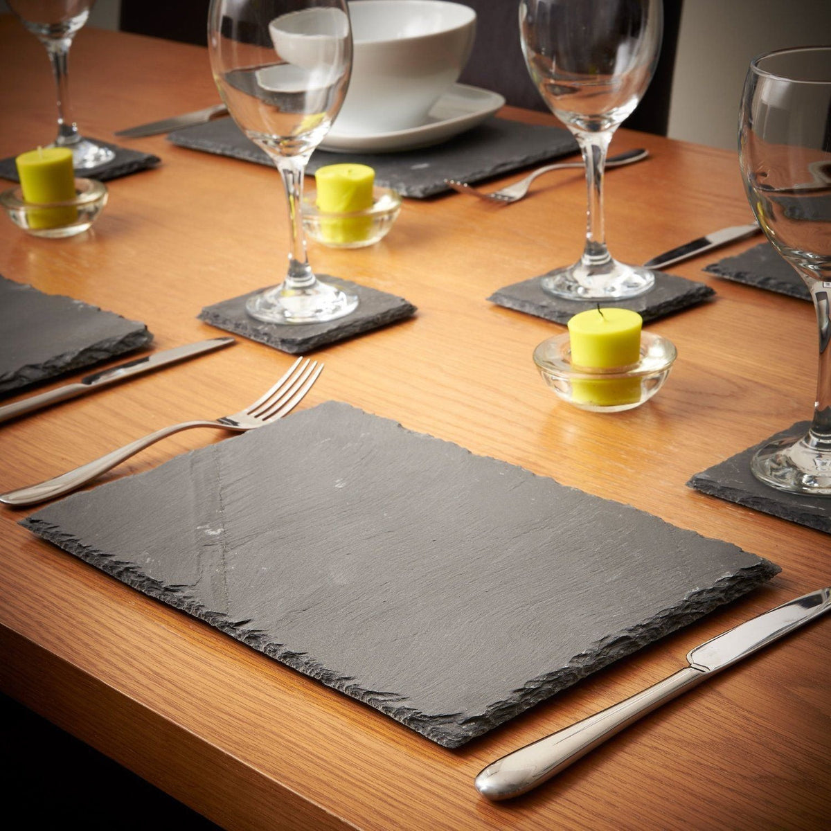 8pcs Natural Slate Placemats & Coaster Set