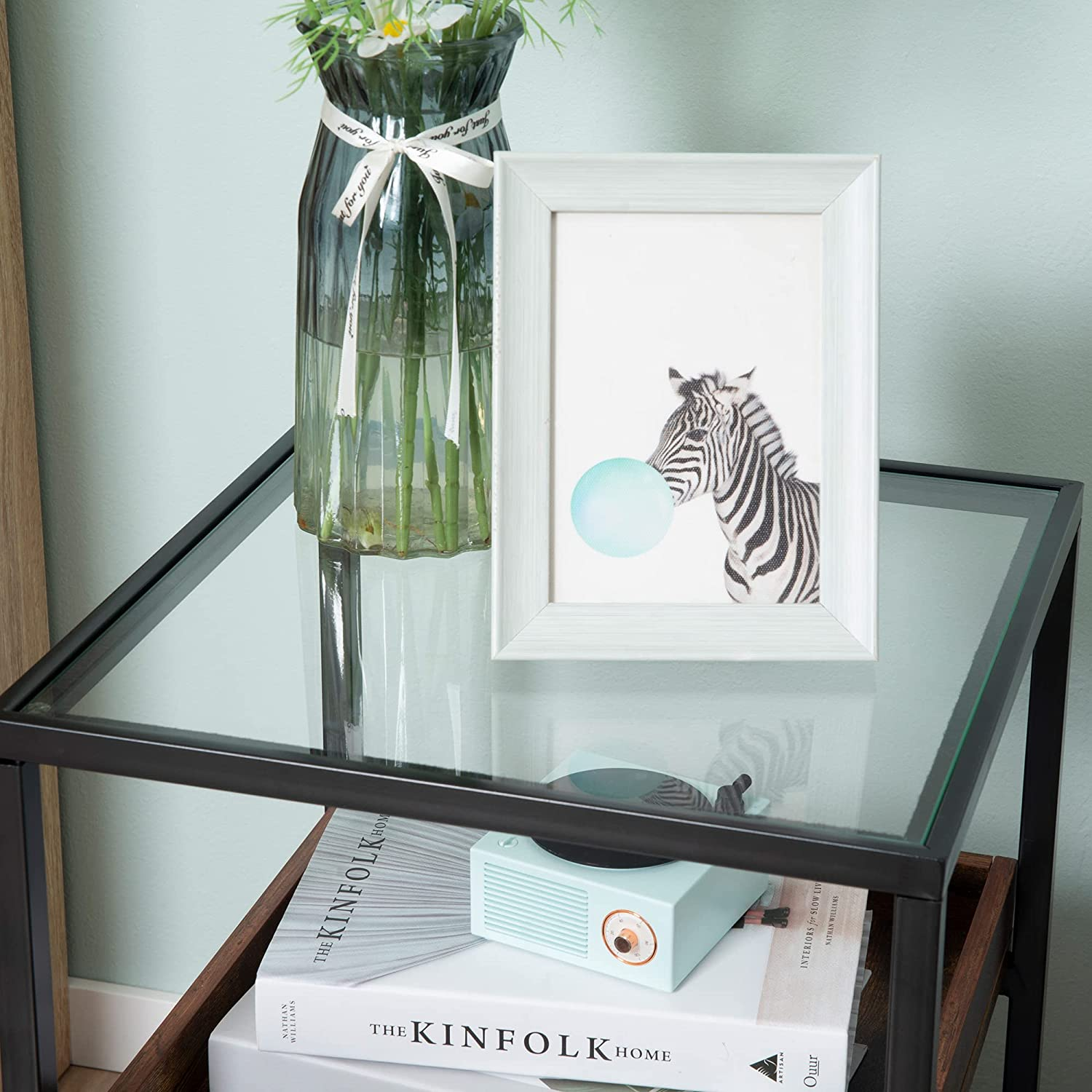 Rustic Glass Side Table