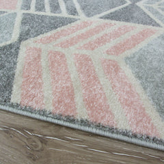 Grey & Blush Pink Diamond Rug