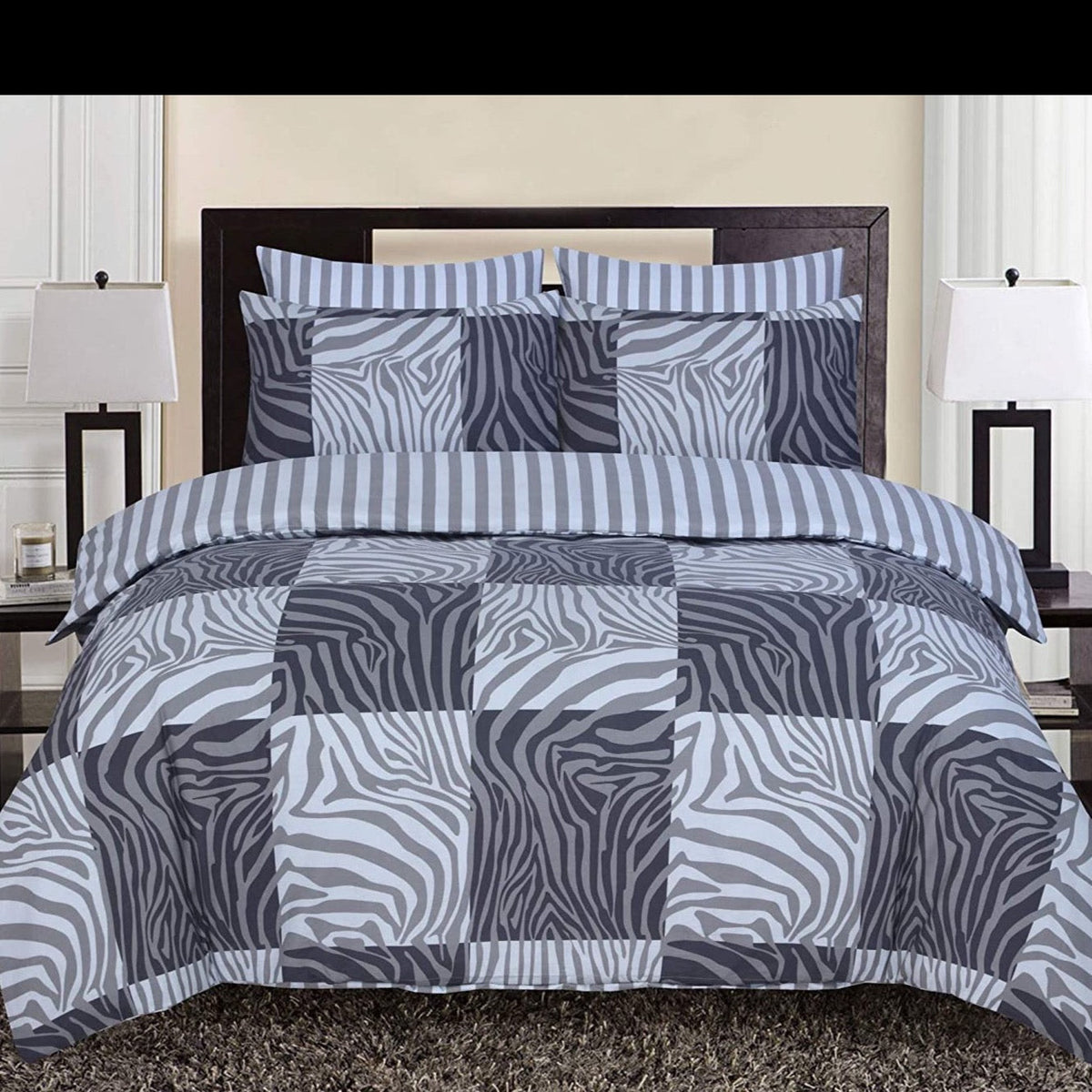 100% Cotton Zebra Block Duvet Set