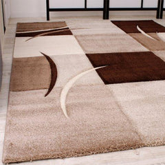 Brown Contemporary Checked Rug