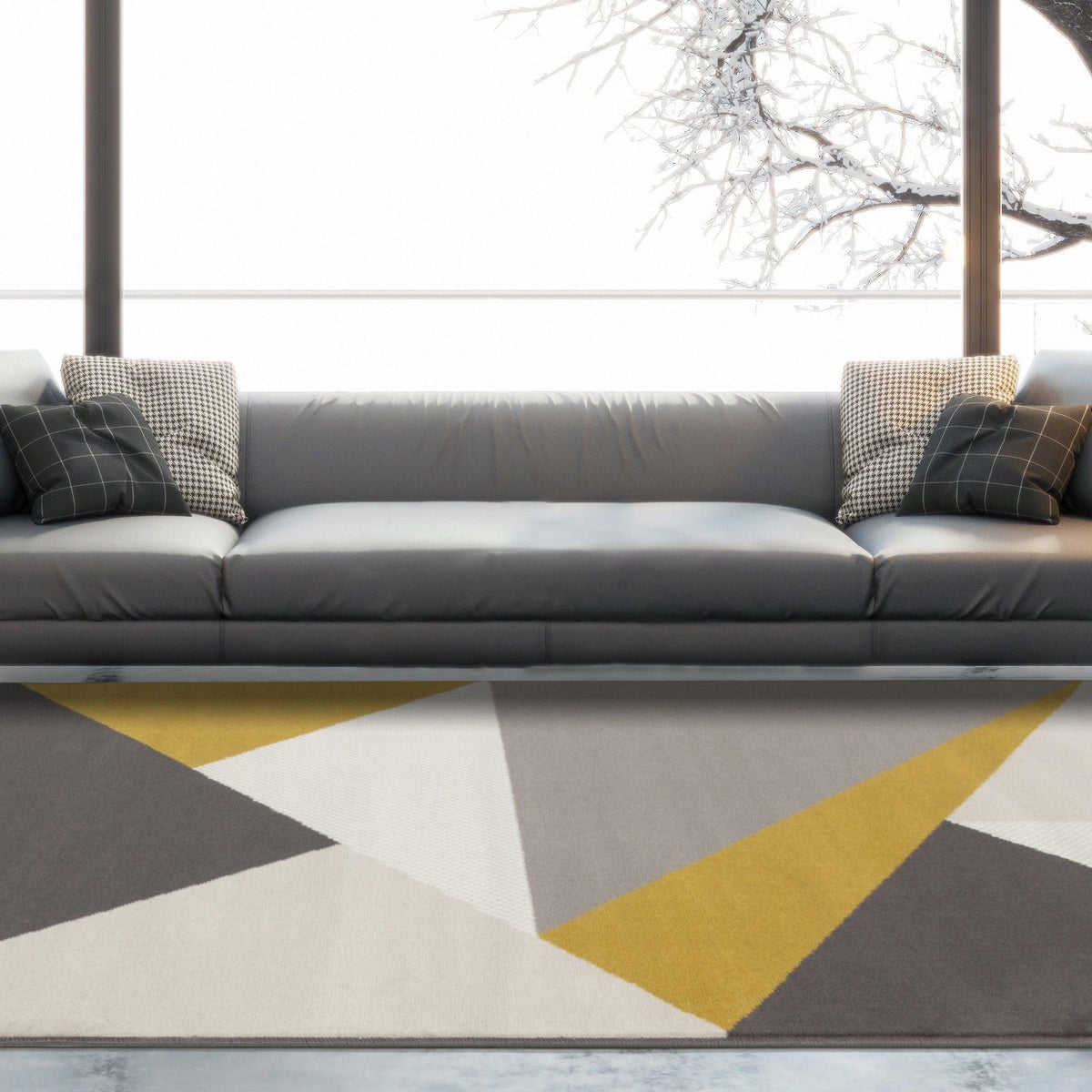 Grey Abstract Stripe Rug