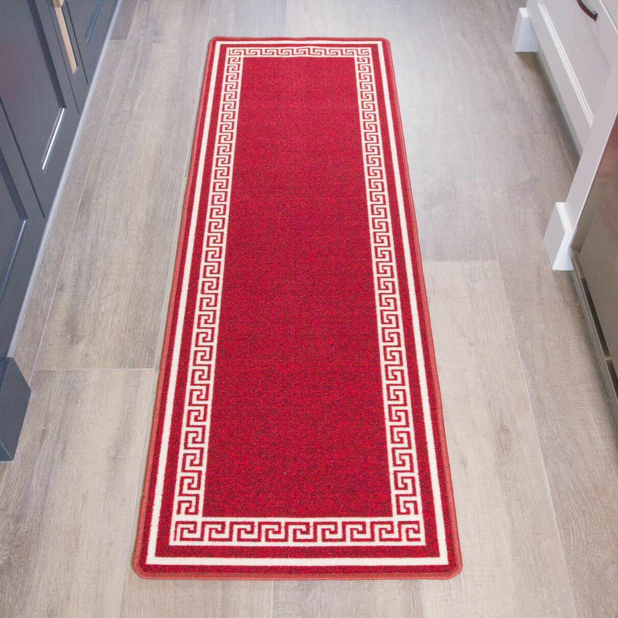 Red Greek Border Runner Rug