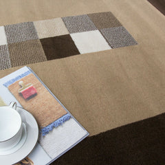 Brown Contemporary Centre Squared Rug